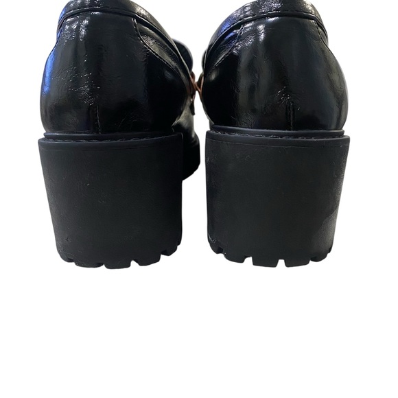 SM New York Black, White & Brown Platform Loafers with Gold Hardware - Picture 4 of 8